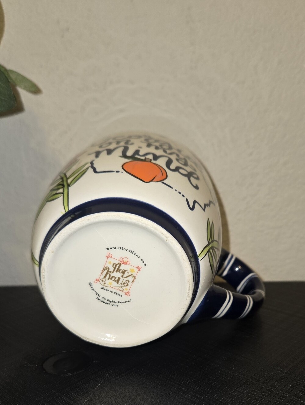 Georgia On My Mind Ceramic Coffee Mug - White with Navy & Orange Accents - Picture 4 of 5